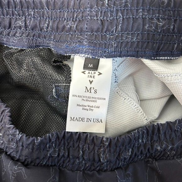 NW Alpine Mens Shorts Swim Trunks M Navy Blue Printed USA Made - Picture 7 of 7